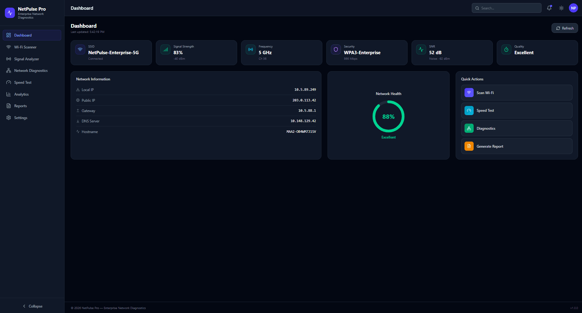 WiFi Analyzer Dashboard