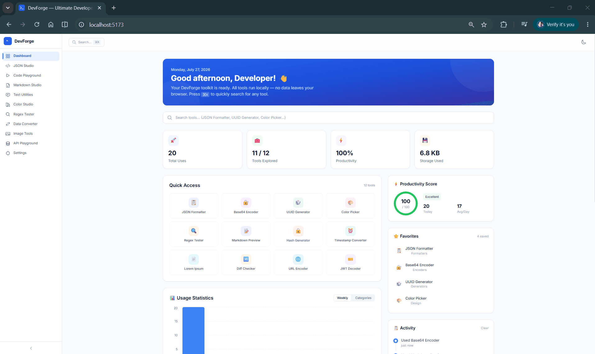 DevForge Dashboard